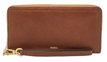 Fossil Brieftasche für Frauen Logan, PU, PVC Zip Clutch braun 19,7 cm x 1,9 cm B x 10,2 cm H SL7831200 im Sale
